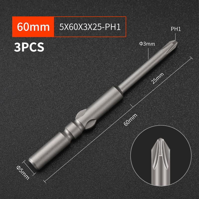 §Length 60mm Screwdriver Bit Multiple Sizes S2 Material Electric Screwdriver Bit No Slipping High Hardness Electric Bit