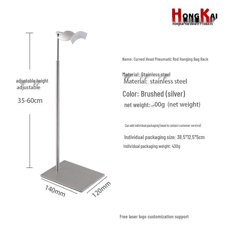 Adjustable Stainless Steel Handbag Display Stand with Gas Spring