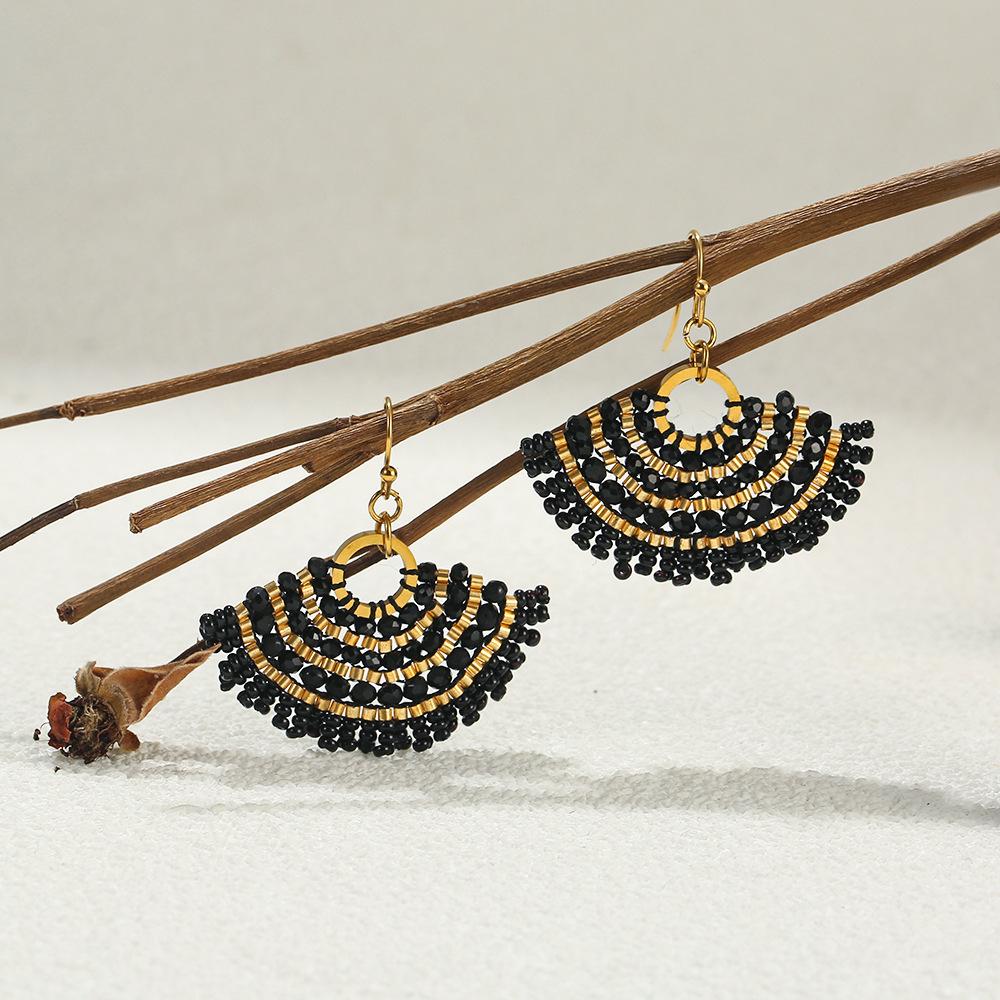 European Bohemian Ethnic Style Seed Bead Pendant Earrings Set: Temperament and Personality Niche Accessories