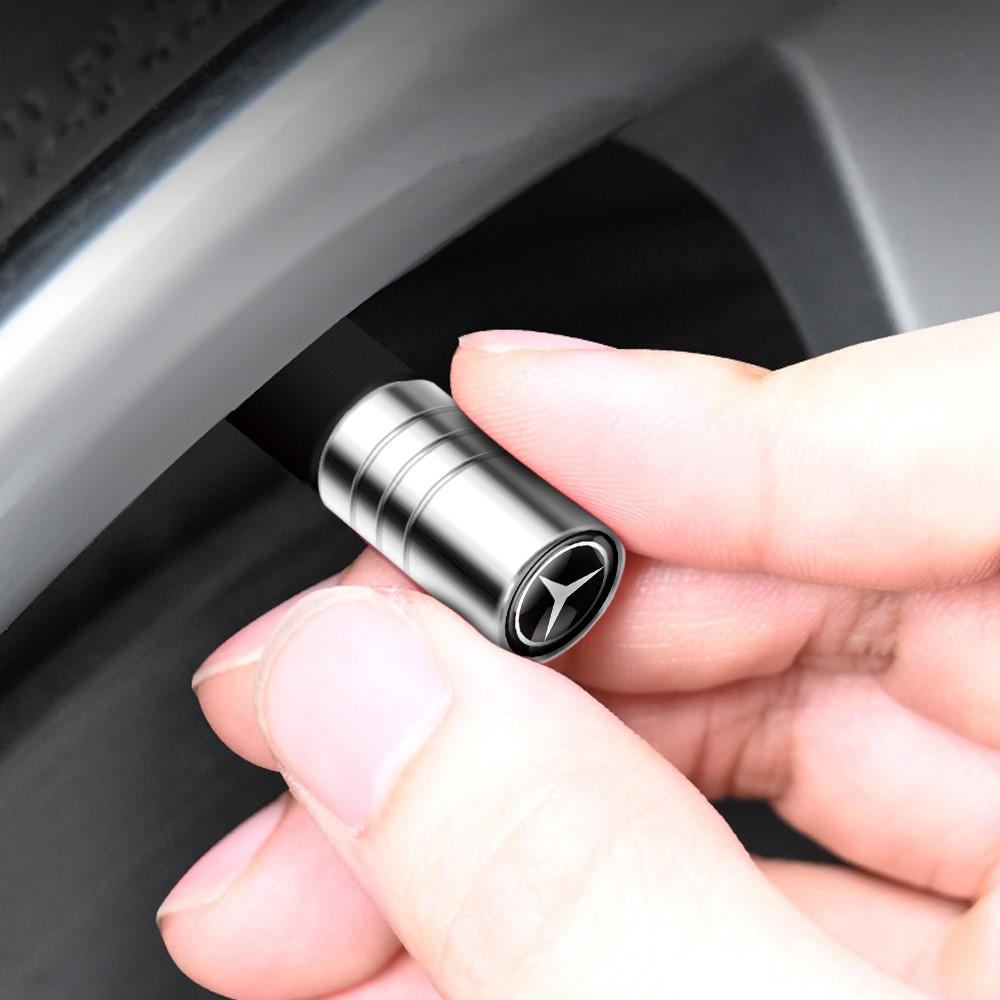 4 szt. Metalowe Logo Samochodu Nakrętki Wentyli Kół Pokrowce Przeciwpyłowe Opon Dla Mercedes Benz Klasa A B C E R G W176 W204 W212 Vito W639 ML270
