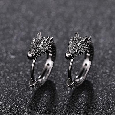 Vintage Tier Drachen Design Creolen für Herren Drei Farben Verfügbar Temperament Accessoires Personalisierter Schmuck