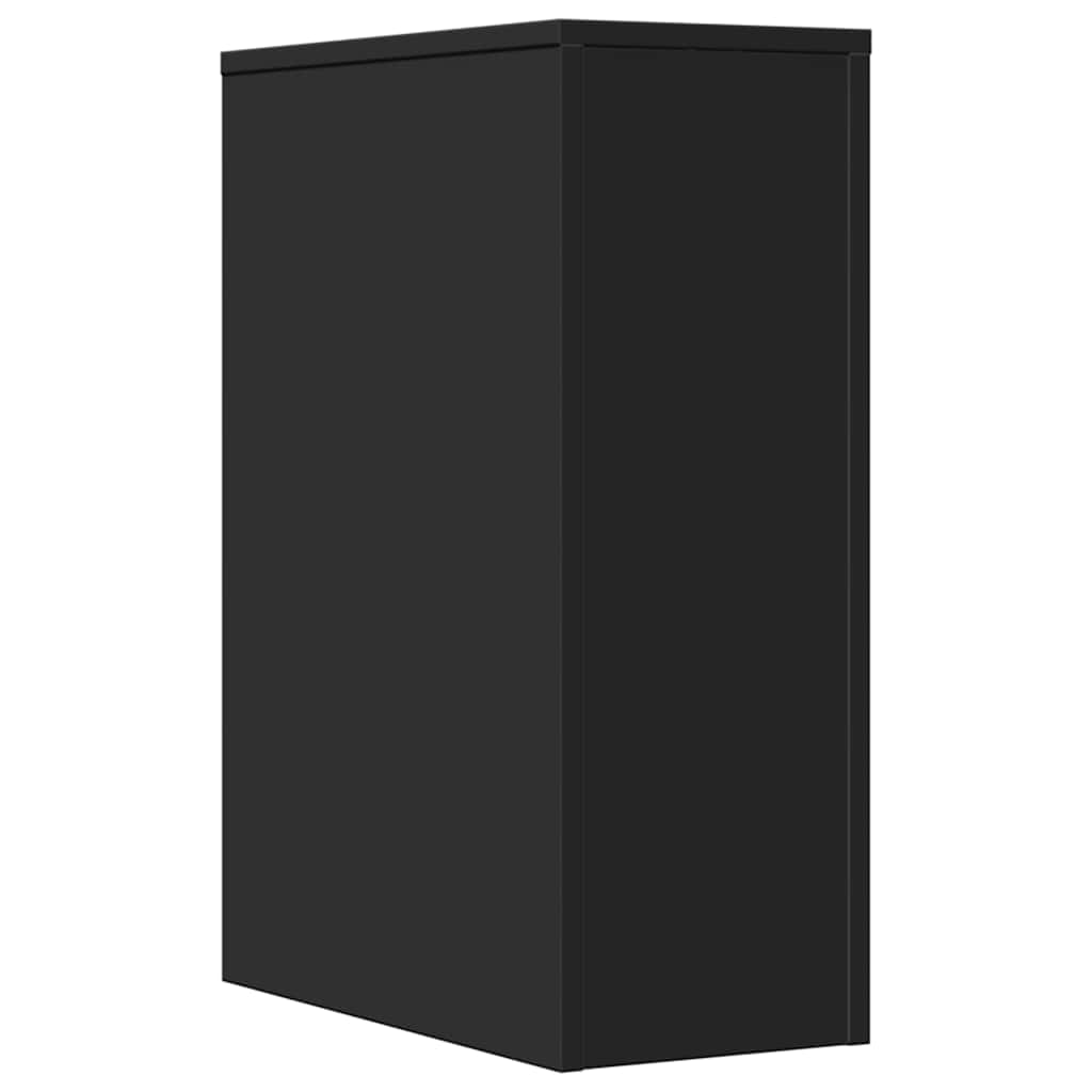Narrow Bathroom Cabinet with Casters Black Particleboard