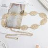 Women Metal Waist Chain Fashion All-match Leaf Hollow Waist Chain Decoration Belt Apparel Accessories