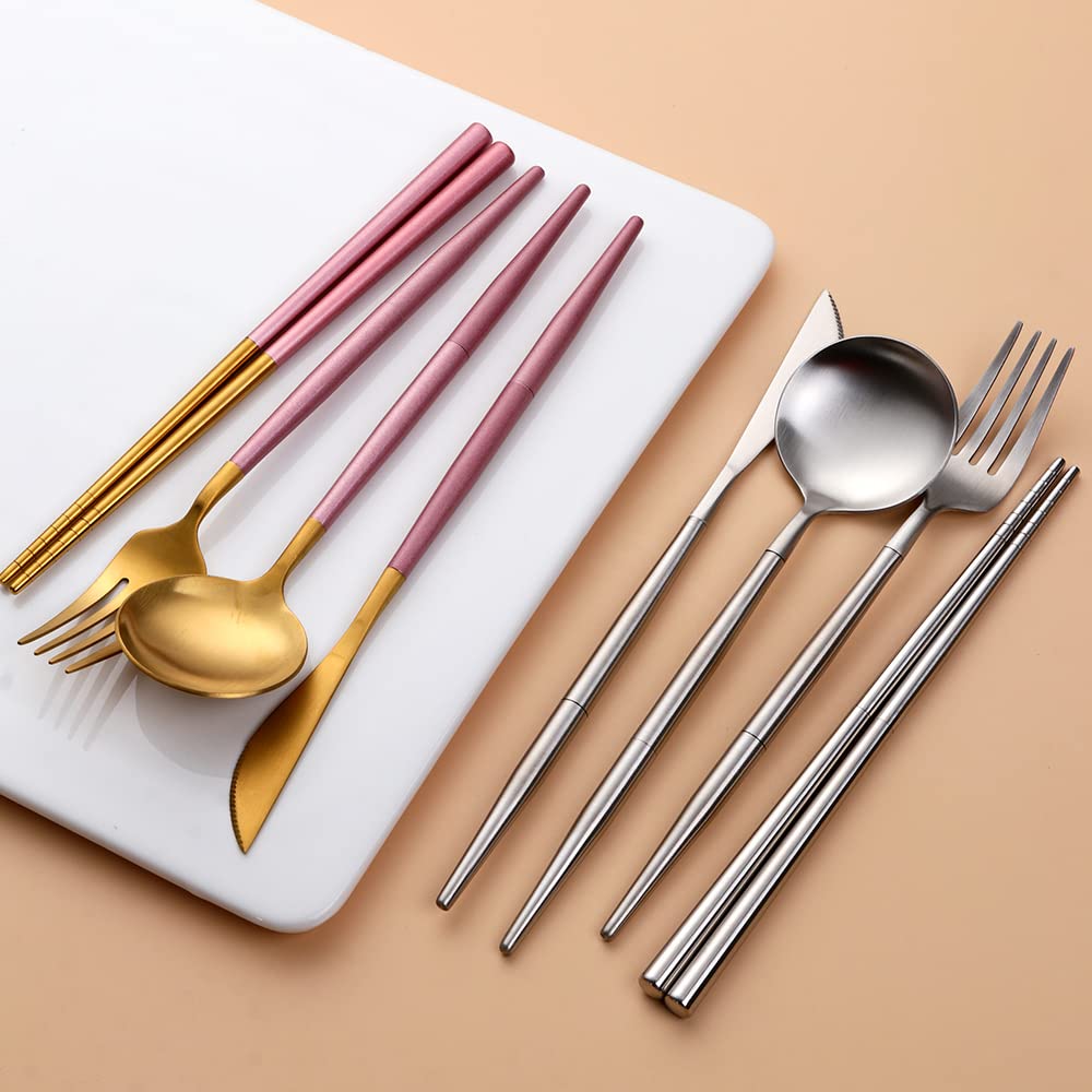 Buyer Star Cutlery Set Chopsticks Set Assembly Portable Cutlery Storage Case Included Compact Commuting Outdoor Camping Cutlery Dishwasher Safe