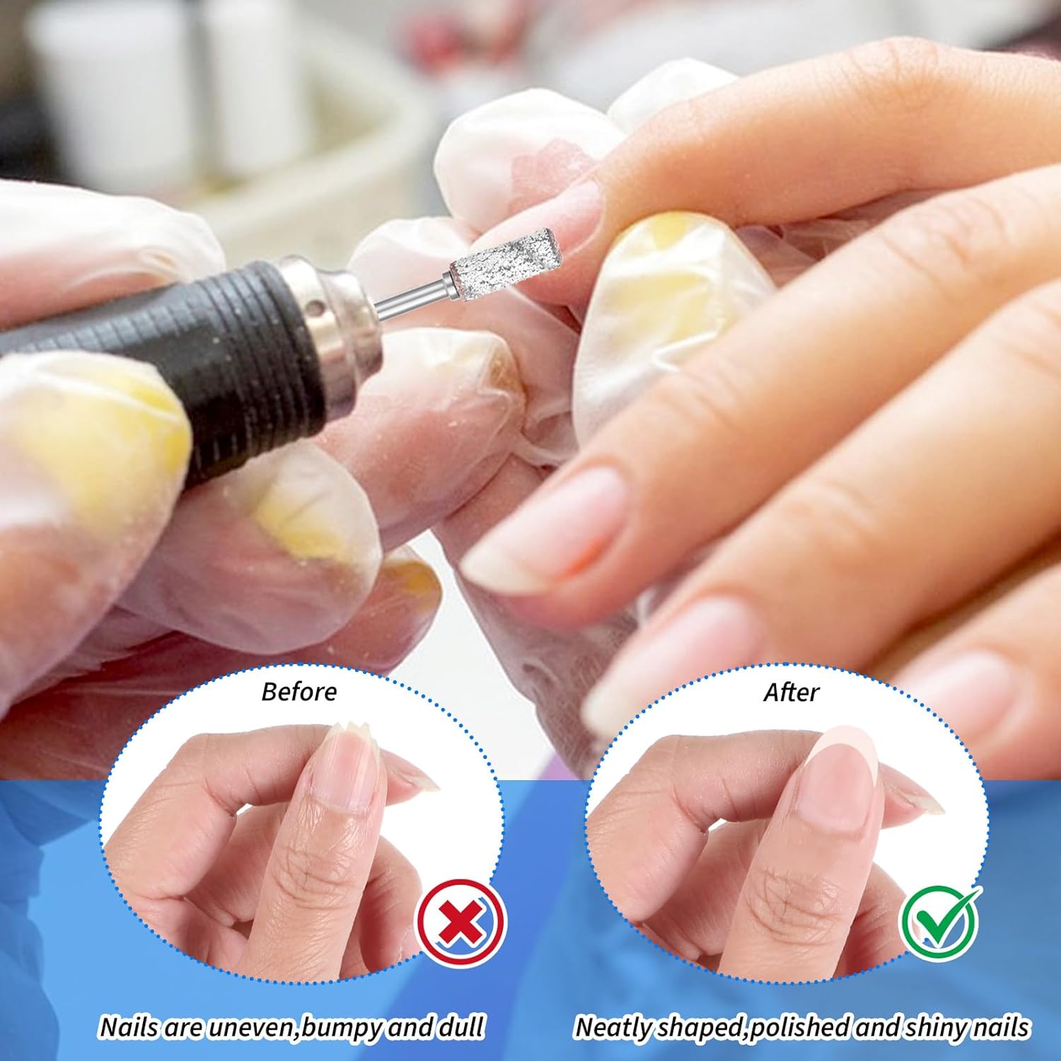 8 шт. Насадки-mandrel для фрезера ногтей для мелкого шлифования, хвостовик 3,1 мм 3/32, шлифовальные кольца для акриловых ногтей, маникюрный педикюрный инструмент, насадки для фрезера для акриловых ногтей, геля