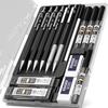 Nicpro Mechanical Black Metal Drafting mm Graphite Lead Holder for and Includes 8 Lead Refills and Eraser Case Pencils, 6-Piece Set, Pencils, 0.3 &