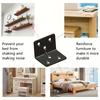 70pcs Black L-Shaped Iron Corner Brackets 6-Hole Right Angle Supports for Furniture Repair Table Chairs Bed Frame