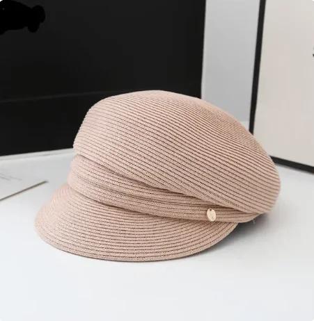 new Japanese Hats For Women Solid Plain Octagonal Newsboy Cap Ladies Summer Casual Straw Hat Beret Painter Cap Military Bonnets