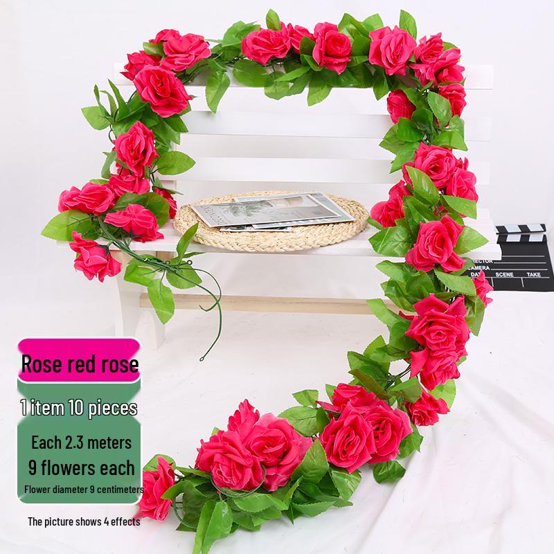 Artificial Rose Vine Decoration for Wedding Ceiling or Water Pipe Cover