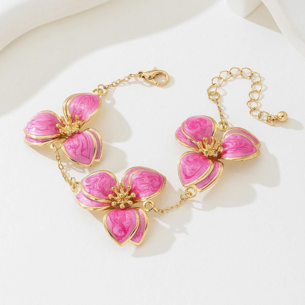 Simple Oil-Infused Flower Earrings And Necklace Set - Casual Jewelry Set For Women