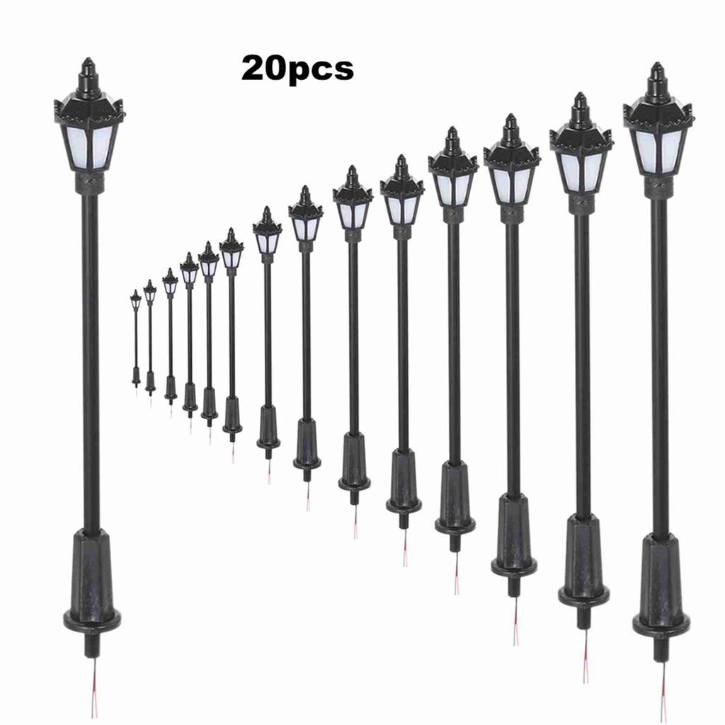 20pcs Warm White Model Street Lights Layout Lamppost Railway Train Garden Playground Scenery Led Lamp Lighting 1:150