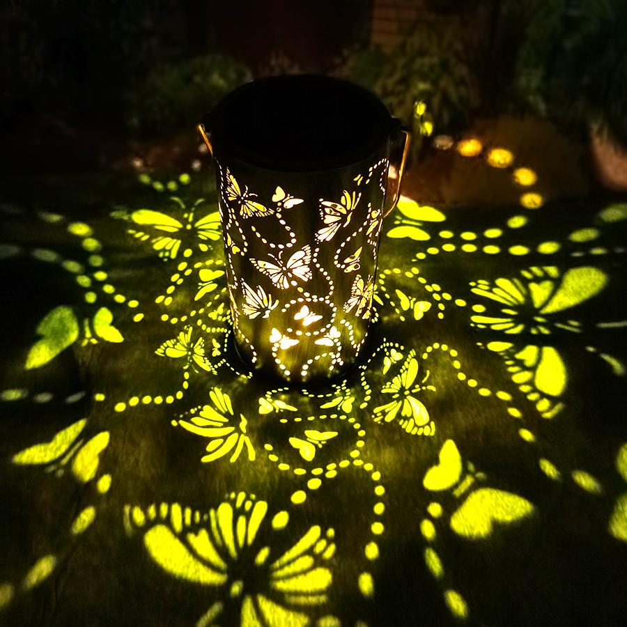 1PC Butterfly  Solar-Powered Outdoor Lantern  Durable Plastic Outdoor LED Lanterns for Patio, Garden, Balcony Decor  Fence