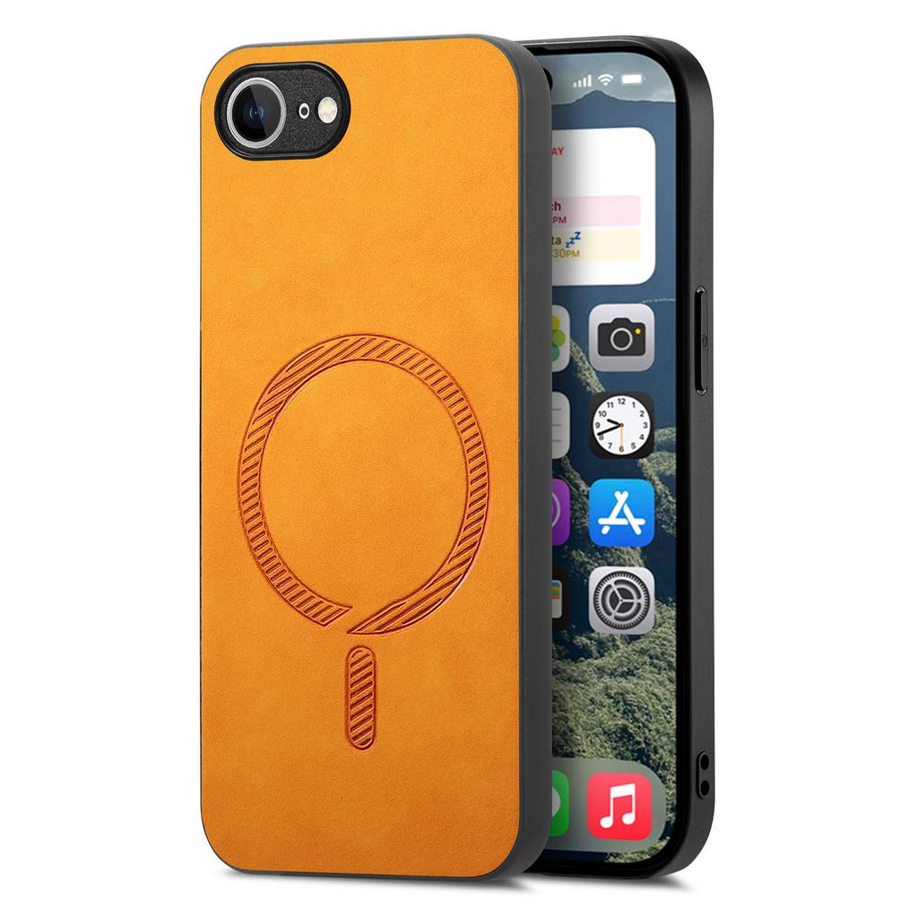 Custodia posteriore in pelle per iPhone 16e Compatibile con MagSafe Cover per telefono con tocco vellutato
