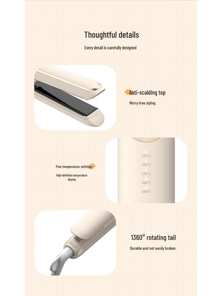 Low Power Anti-Scald Mini Hair Straightener and Curler Comb for Wet & Dry Use