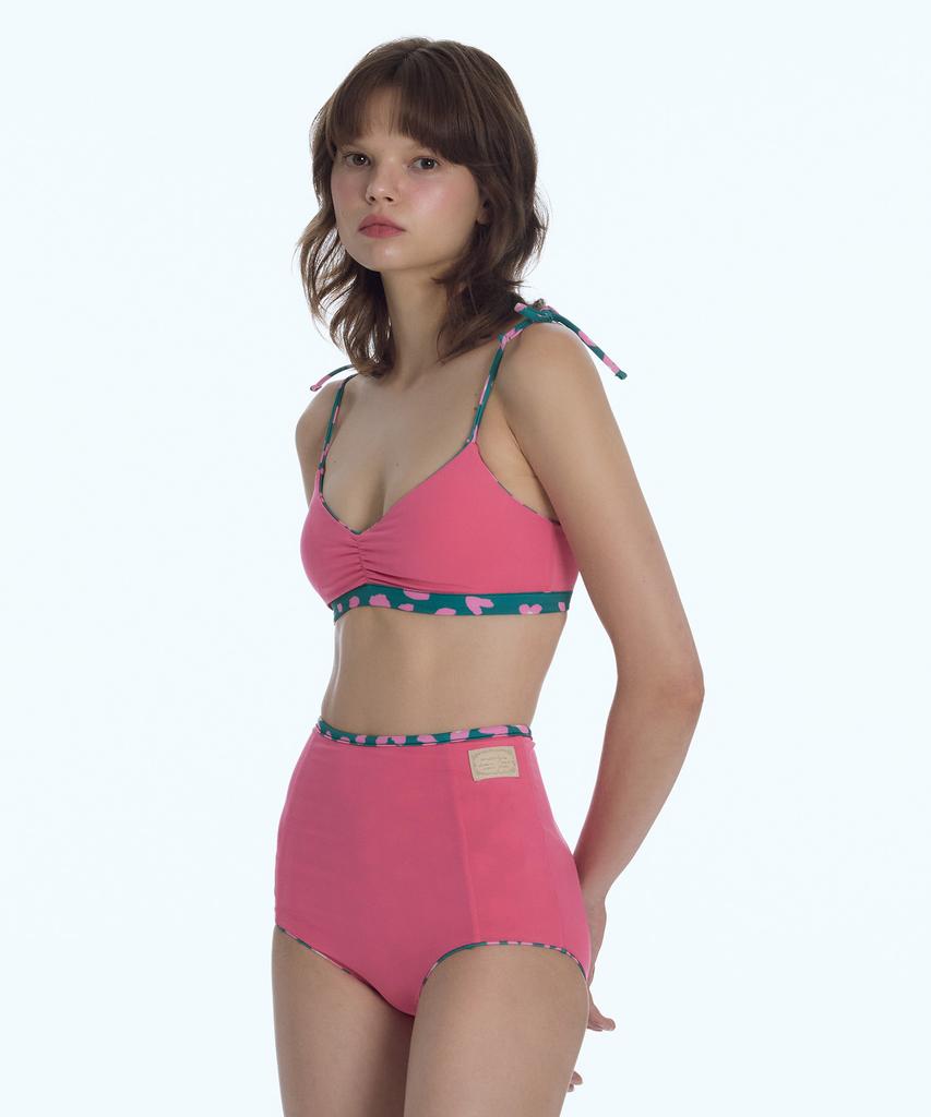 Lupeulupeu Shirred Reversible Bikini Top [Sweetie Leopard_Green]
