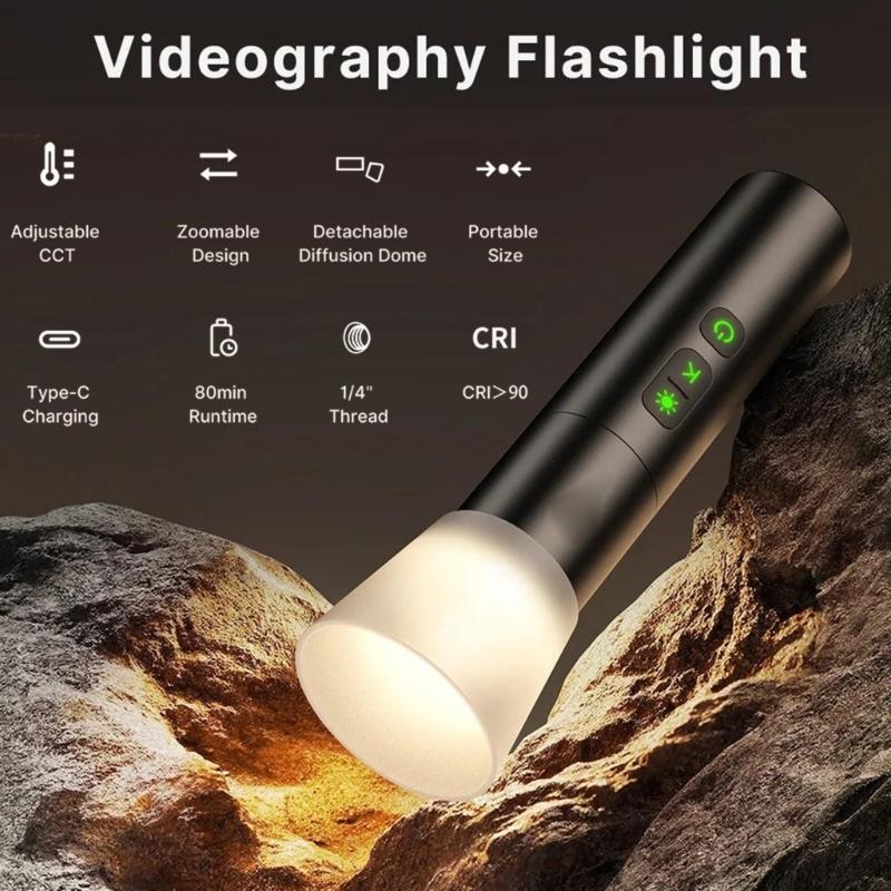 Flashlight Zoomable Photography Light High Intensity LED Fill Light Enhances Photography In Any Setting