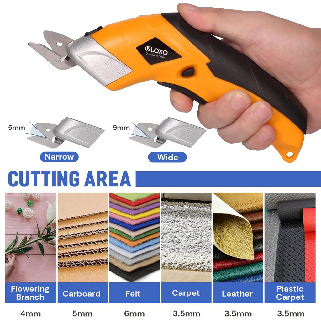 VLOXO Electric Cardboard Rechargeable Scissors for and Rechargeable Electric Work Tool Cutter, Cardboard, Fabric, Carpet, Cardboard, Plastic, More,