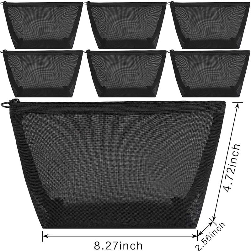 Wholesale Black Mesh Toiletry Bags Travel Makeup Bag Small Large Case Organizer Cosmetic Cases Toiletries Storage Handbag Pouch