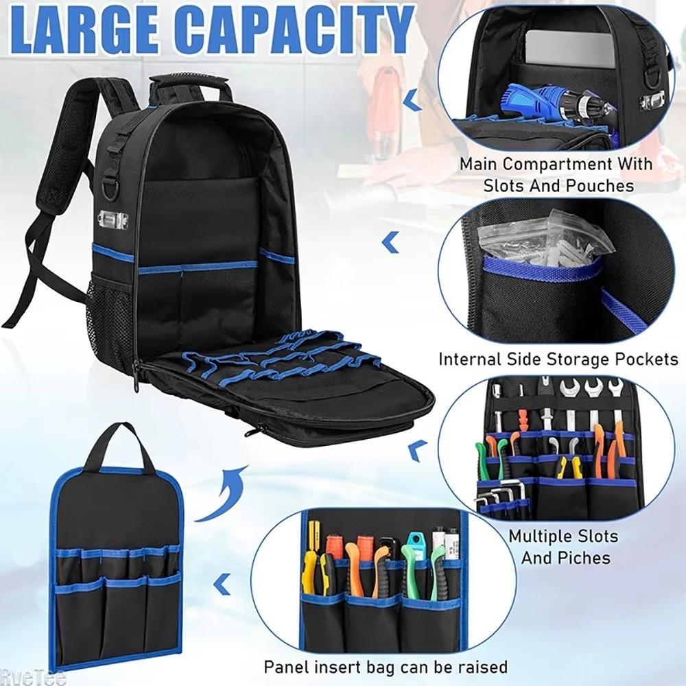 Large Capacity Heavy Duty Tool Backpack Waterproof Thickened Tool Organizer Wear-resistant Electrician Tool Bag