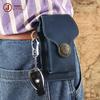Men's Genuine Leather Fanny Pack: Mad Horse Waist Bag, Belt Loop Phone Holder for Outdoor Sports.