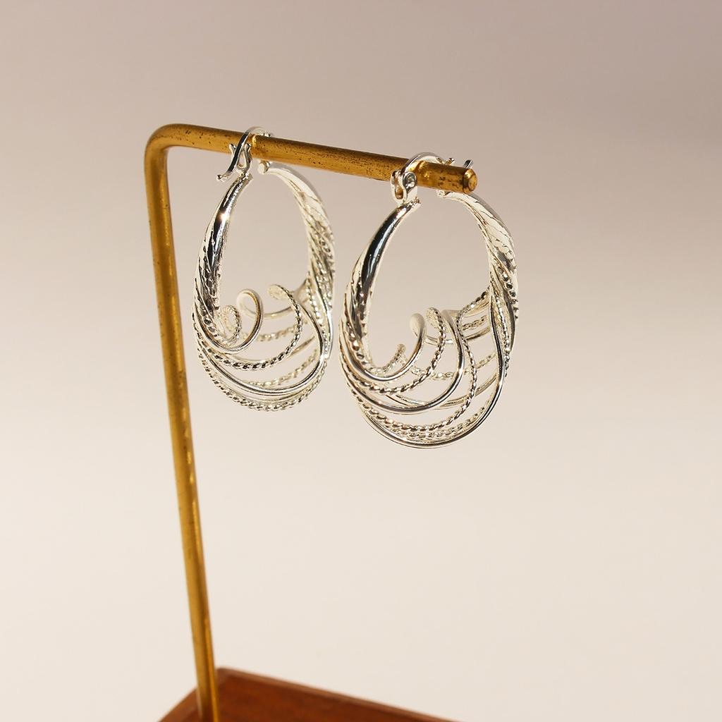 Ethnische Drei-Dimensional Hohl Wellenförmige Linie Ohrringe Modische Persönlichkeit Übertrieben Ohrringe Schmuck 01-1