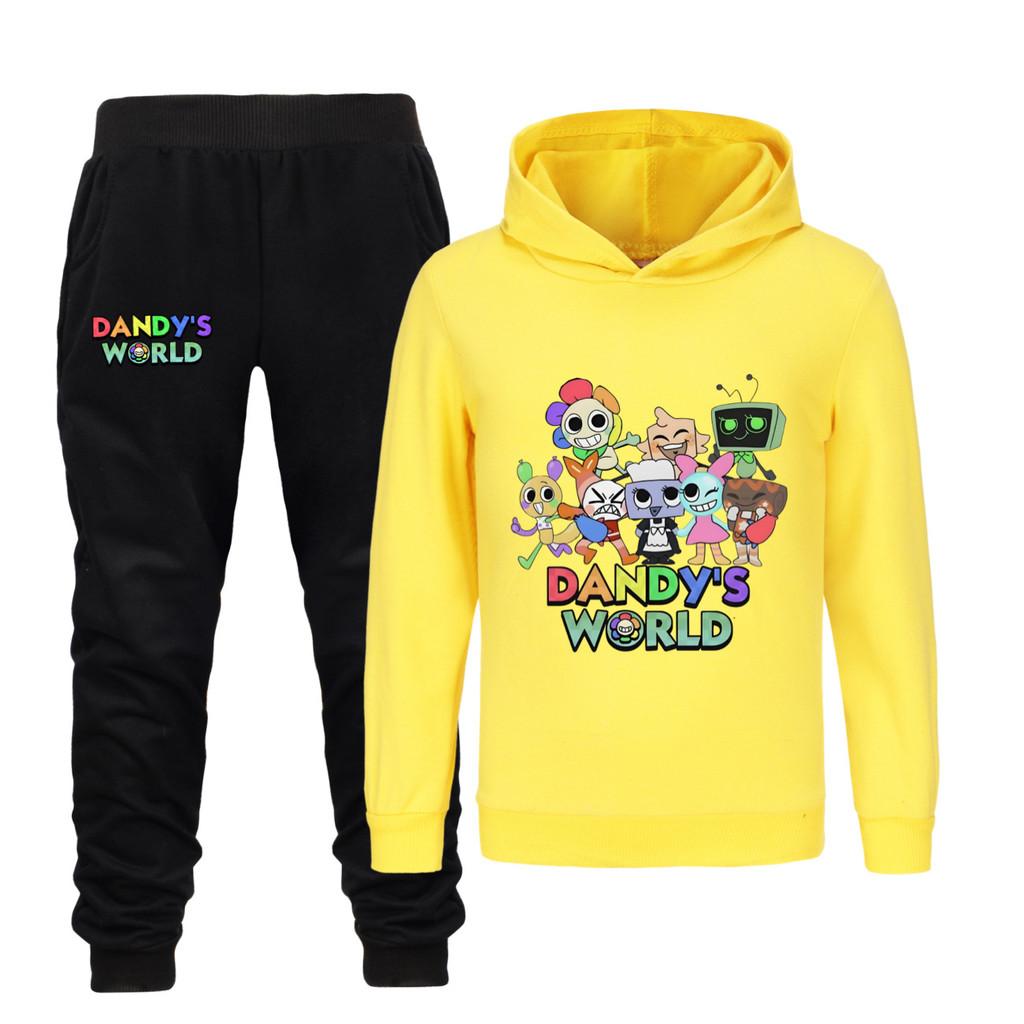 5407 Multi-color Kids Boys Girls Dandy World Printed Hoodies Trousers Clothes Set