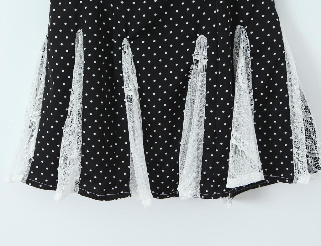 Women's Summer Sleeveless Polka Dot Color Block Cinched Waist Mini Dress