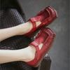 Johnature Square Toe Thick Soled Comfortable Commuter Women's Shoes Retro Genuine Leather Flats