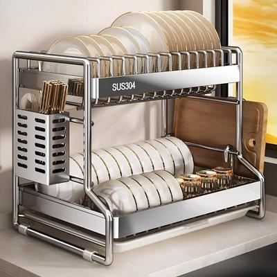 Scolapiatti in Acciaio Inossidabile 304 Scaffale Multifunzionale per Cucina Nessuna Installazione Necessaria Portaoggetti per Utensili da Cucina