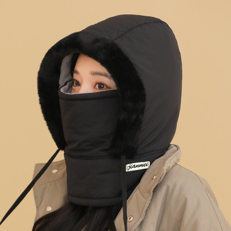 Plush-Lined Thickened Thermal Hat with Face Mask for Men and Women, Ski Winter Face Mask, Winter Camping Hooded