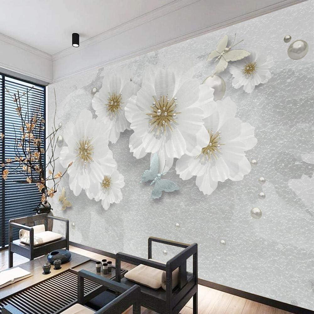 Mural White Vintage 3d Jewels Flowers Wallpaper Living Room Sofa Tv Background Wall Murals