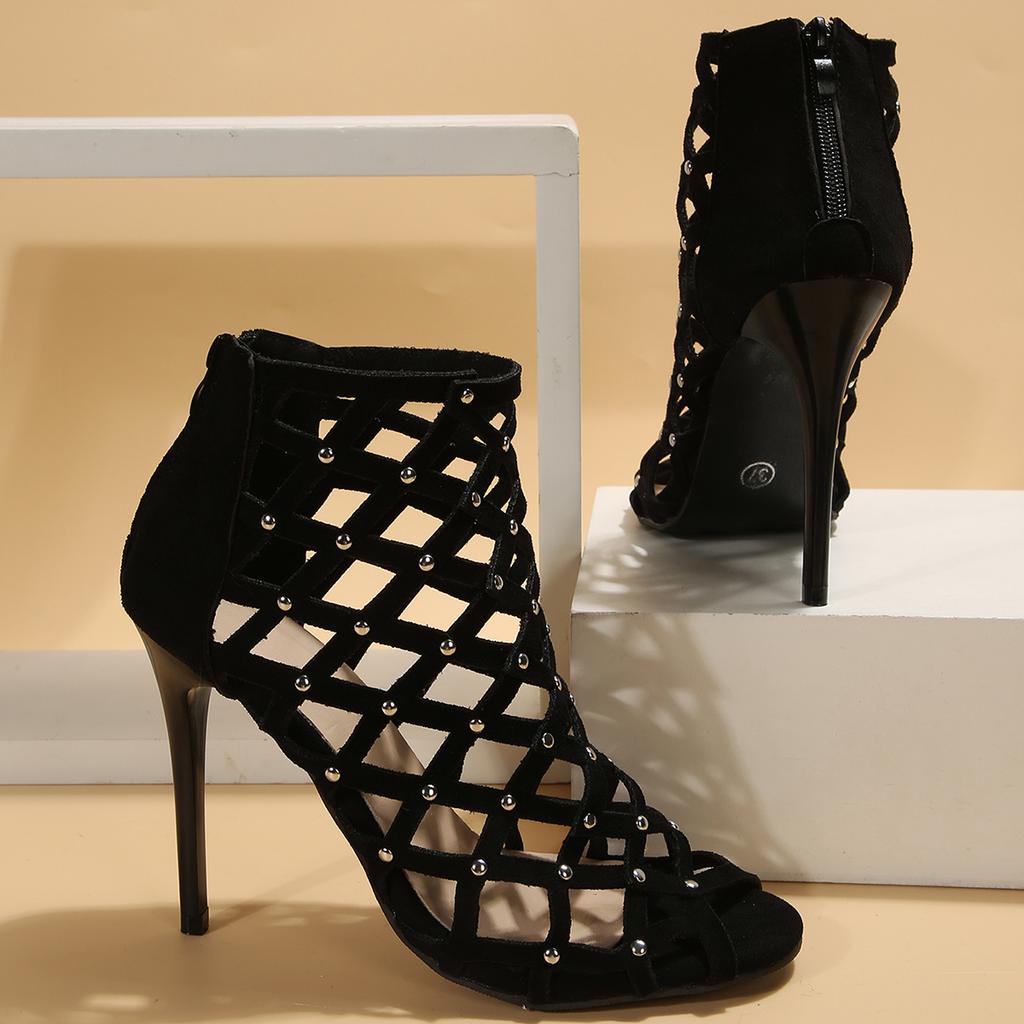 High Heels Sandals Women 2026 Summer Black Modern Shoes Fashion Sexy Peep Toe Designer Sandals Banquet Party Shoes