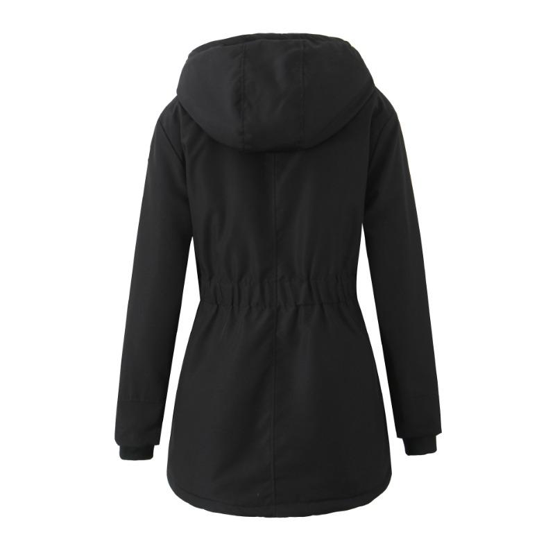 

Осенне-зимние новые женские куртки средней длины и длинные с капюшоном, утепленные хлопком, чтобы согреться, на подкладке и утолщенные хлопковые куртки XXL чёрный