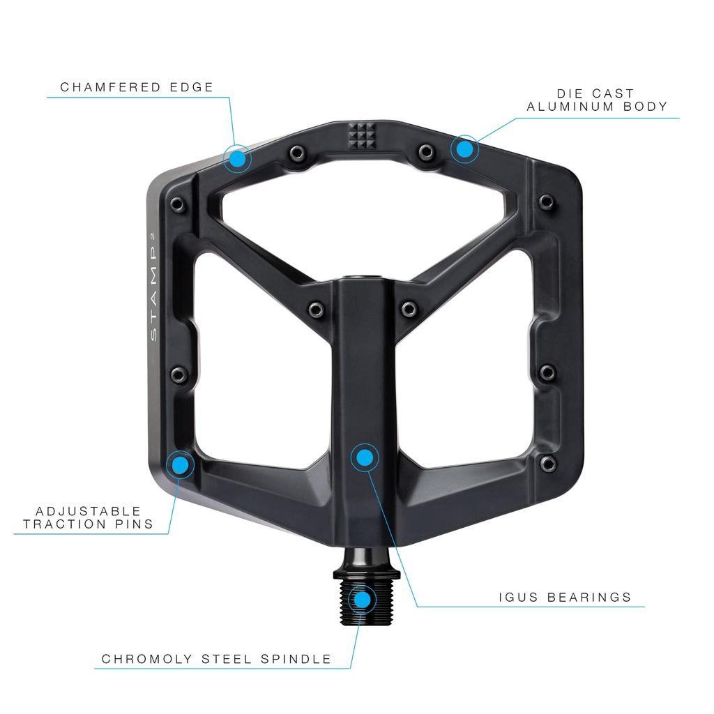 CRANK BROTHERS Stamp 2 MTB Flat 2020 Pedals, Large, Black,
