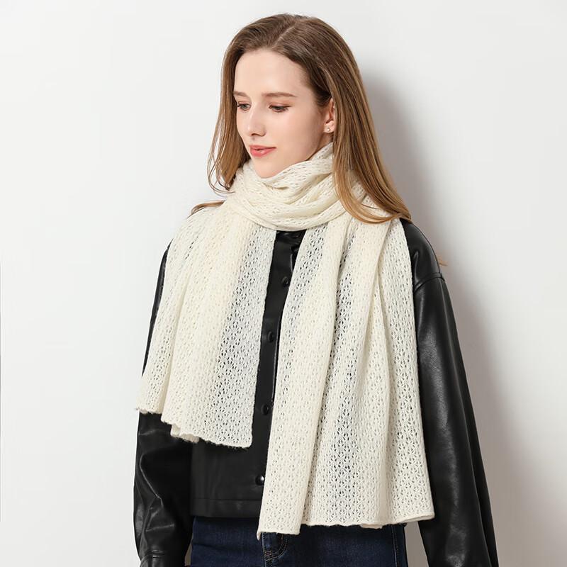 G·TENNA Women's Hollow-out Solid Color Wool Scarf