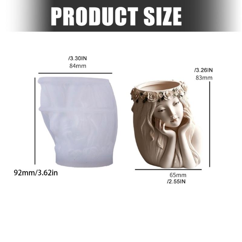 Multipurpose Silicone Girl Mold Silicone Texture for Resin Cement Creations Decorative Planter and Craft Containers