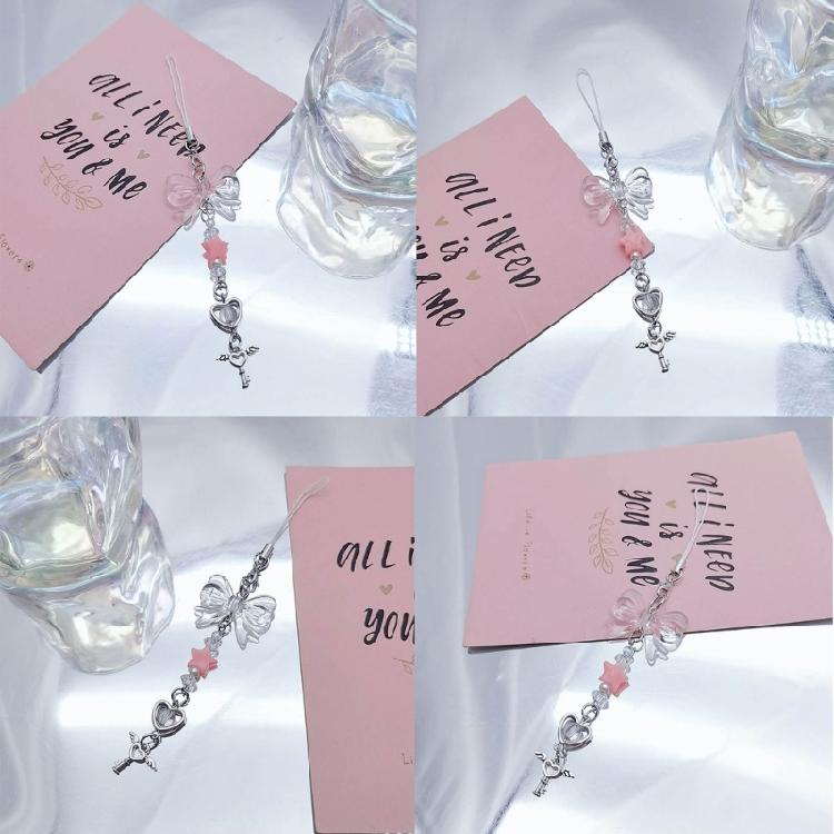 Y2K Phone Chain Cool Girl Sweet Pendant Strap with Star/Bowknot/Butterfly Charm