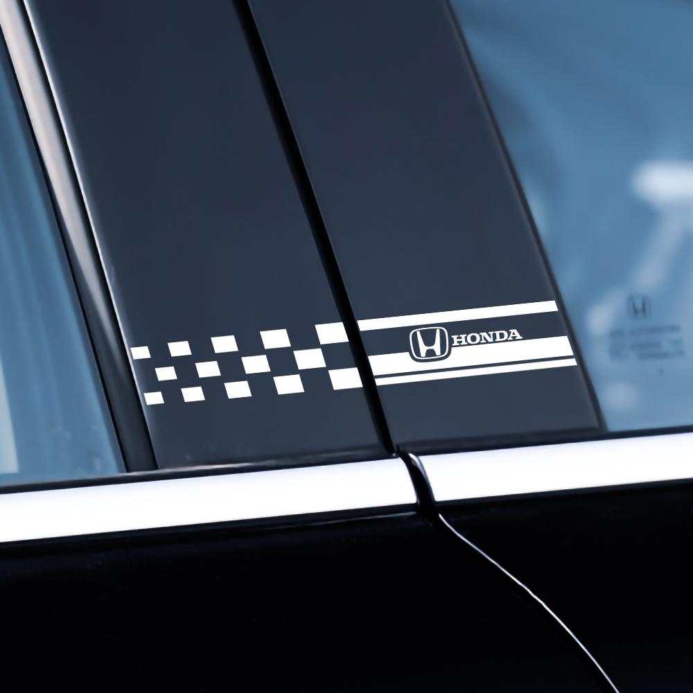 2PCS Car Styling Column Decals Window B Pillars Decorative Stickers For Honda Fit Civic Jazz CITY Accord CR-Z VTEC Vezel Insight