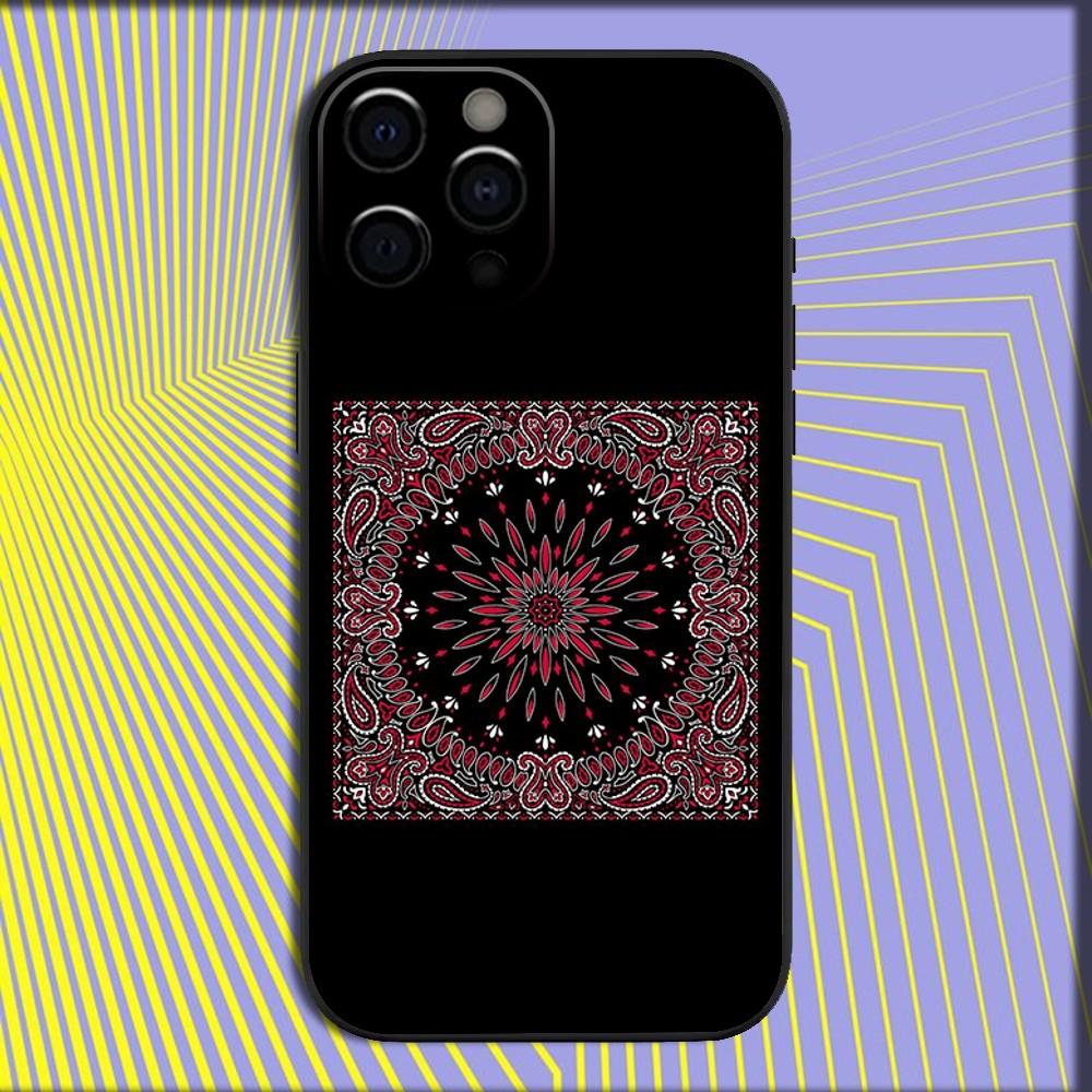 Bandana Pattern Phone Case For iPhone 16,15,14,13,12,11,Pro,X,XS,Max,XR,Plus,Mini Soft Black Cover