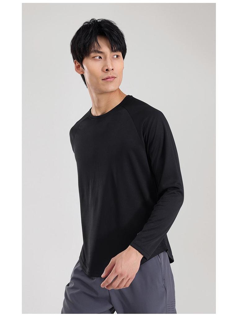 Men's Outdoor Quick-Dry Loose-Fit Long Sleeve Running Shirt - Plus Size, Sweat-Wicking, Marathon Team Uniform for Spring and Autumn Fitness