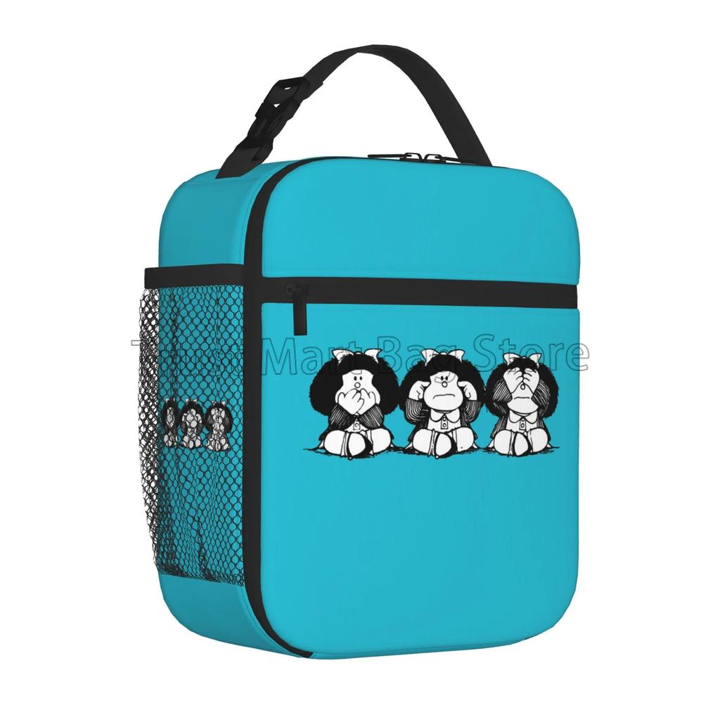 Funny Mafalda Insulated Lunch Bag for Women Kids Resuable Cooler Thermal Lunch Box Portable Bento Tote for Work School Picnic