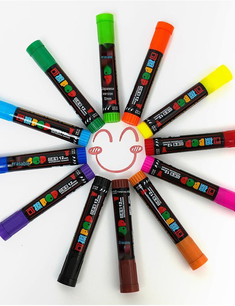 Shield 12mm Wide Tip Whiteboard Marker - Erasable, Refillable, Water-Based Pen for Teachers and Drawing Boards