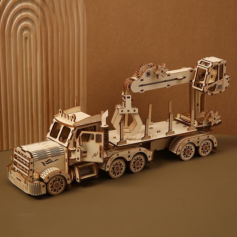 3D Wooden Crane Truck Puzzle – DIY Model & Children's Toy