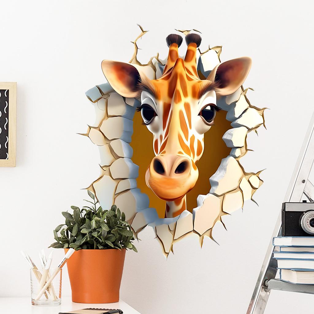 Kreative Giraffe 3D Pop-Up Wandaufkleber für Wohnzimmer, Schlafzimmer und Kinderzimmer