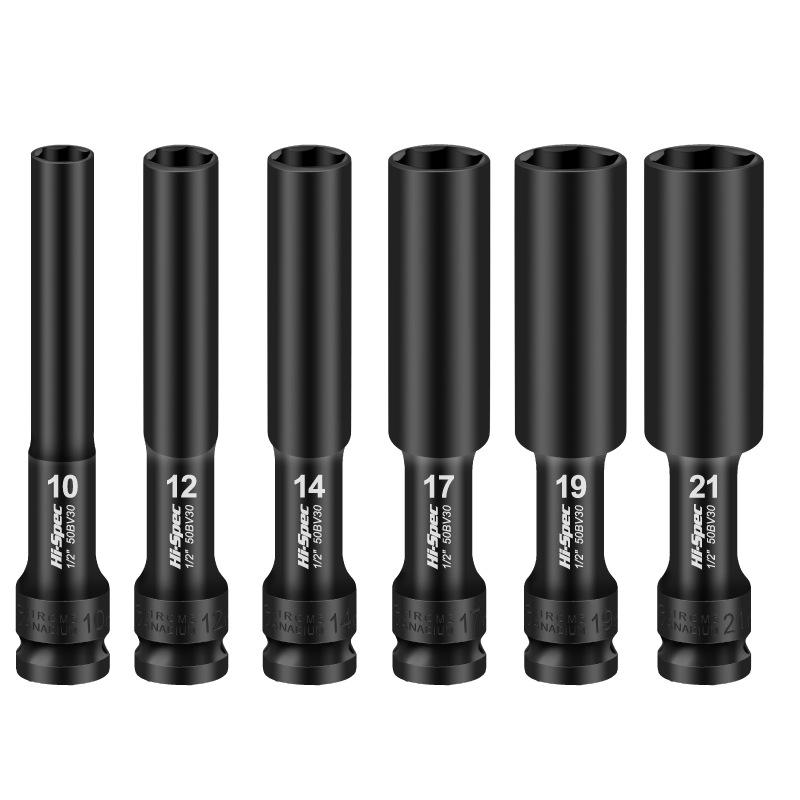 Extended Thin-Walled Hexagonal Air Impact Socket Wrench for 8/10 Motorcycle Disassembly and Repair