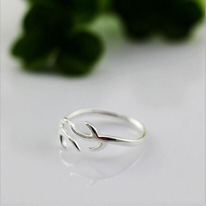 New Arrival Exquisite Glossy Christmas Snowflake Antler 925 Sterling Silver Jewelry Not Allergic Simple Opening Rings R013