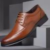 Mens Leather Shoes Brogue British Style Casual Business Formal Big Size Wedding Groom Photography Shoes