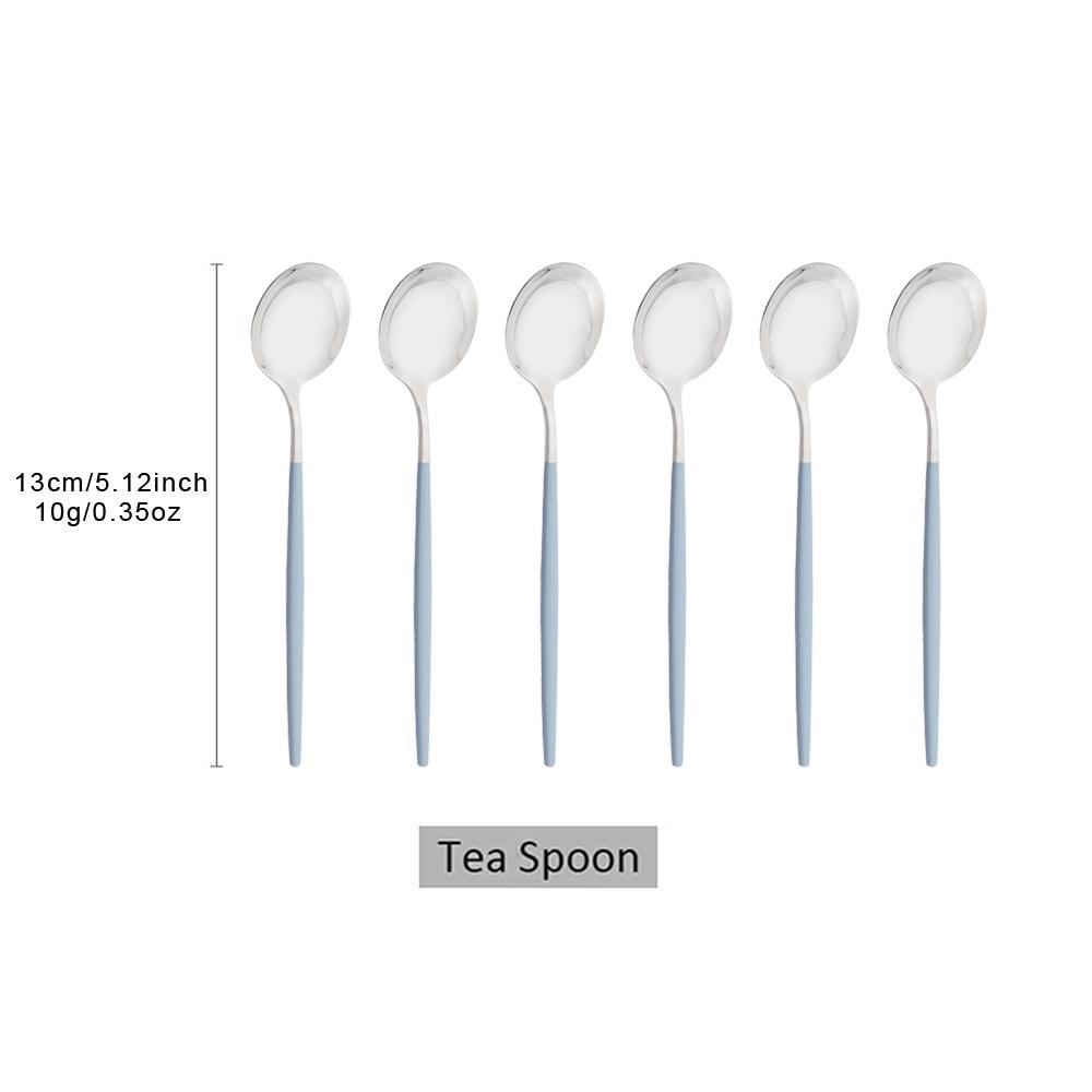 6Pcs Tea Coffee Stir Mini Spoons Small Mirror Stainless Steel Spoon Kitchen Accessories Colorful Silver Teaspoon Set Wholesale