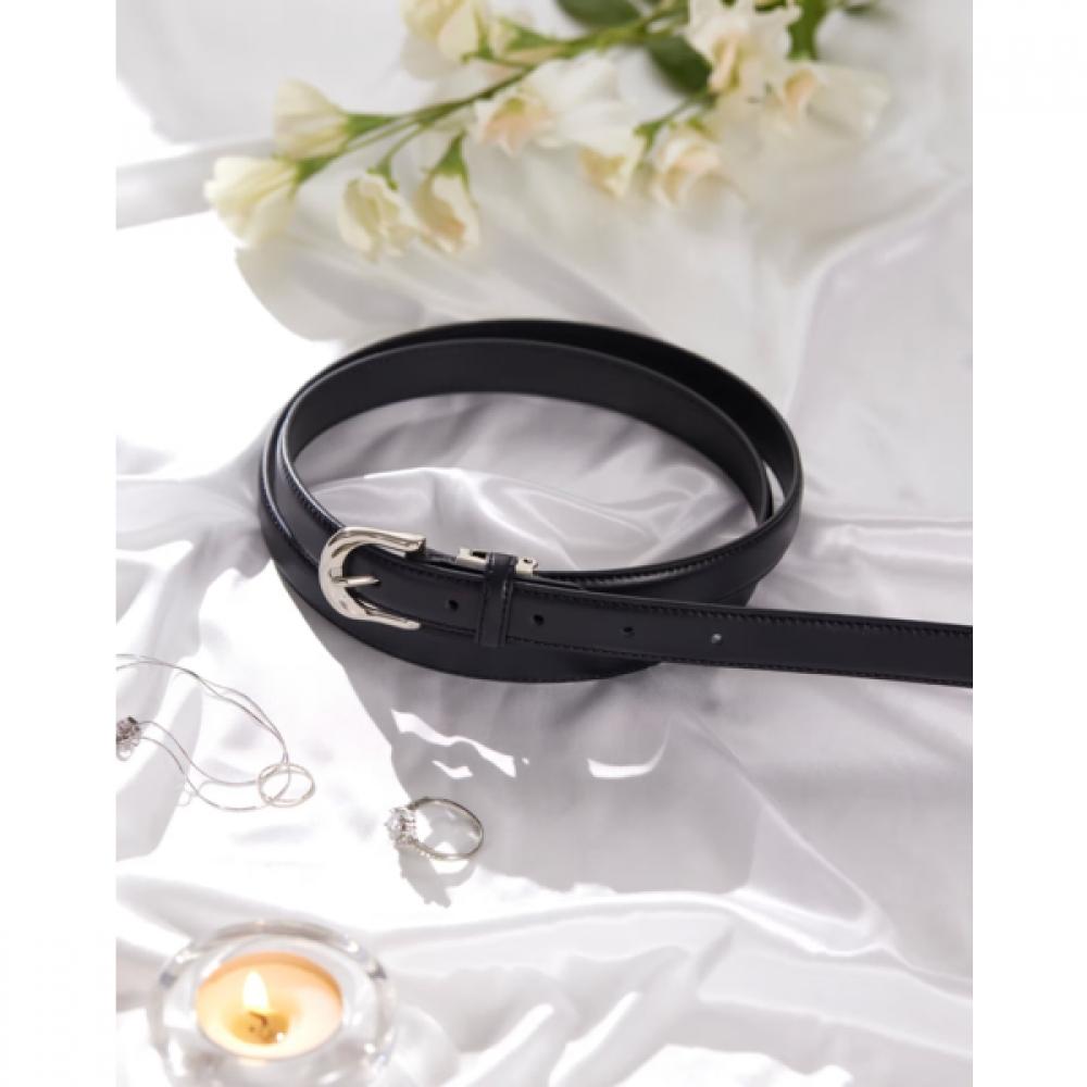 Daks Women Black Cow Leather Slim Belt Dbbe6f746bk