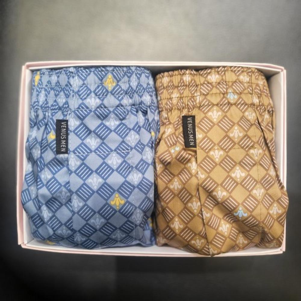 

VenuS Men S Trunk pantieS Set 2 pieceS Cotton 60S Crown Geometric Print Vmp1934 BU/110